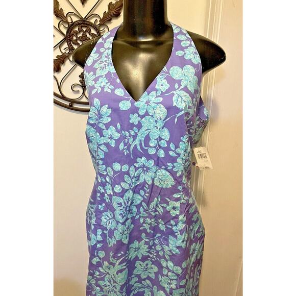 16 Yves Cossette Depeche Mode Floral Sundress Purple Blue Zipper NWT - Picture 4 of 7